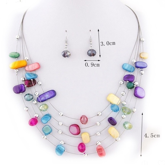 Crystals & Beads Multi Layer Necklace - Picture 2 of 4
